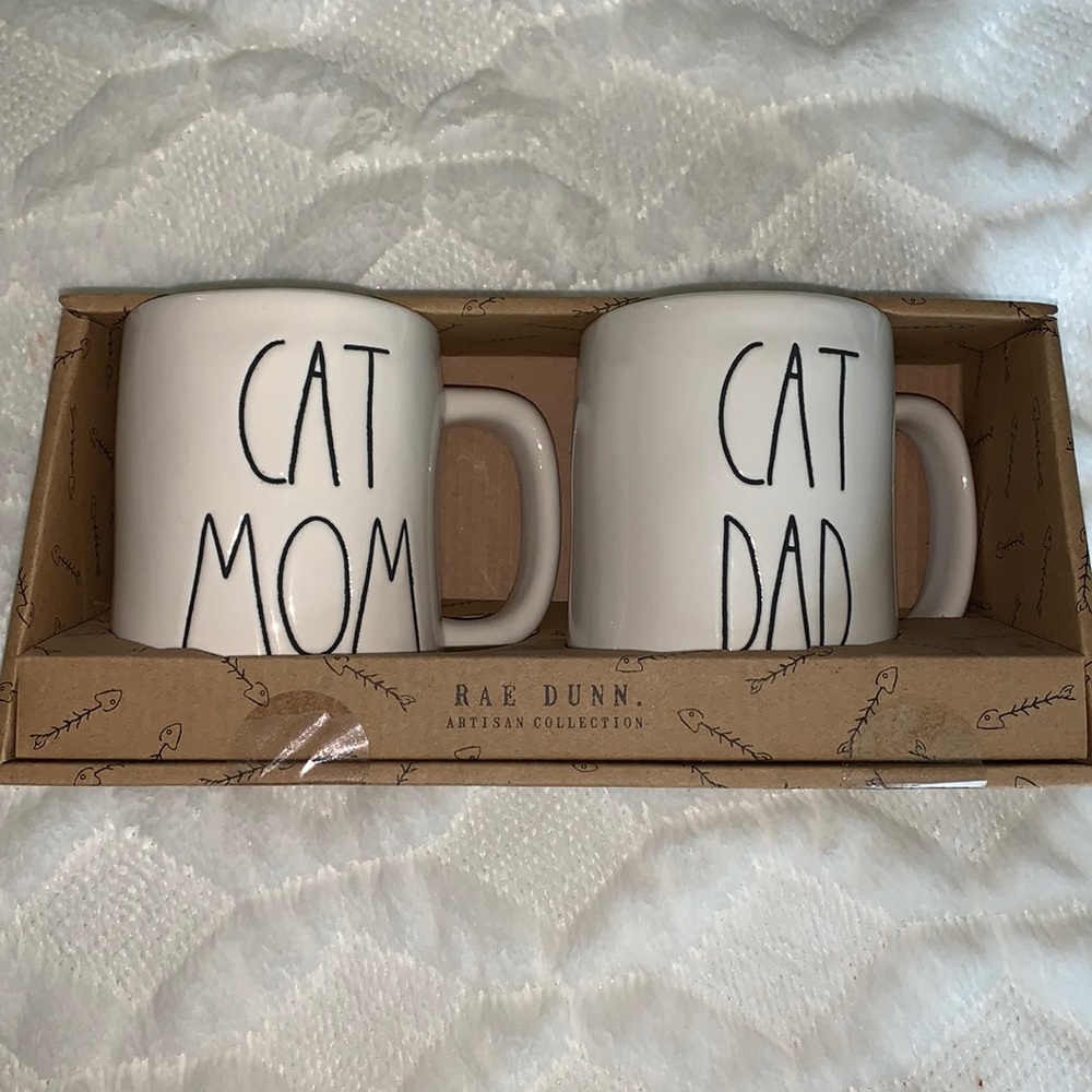 Rae Dunn Artisan Collection “Cat Mom, Cat Dad” ceramic mug